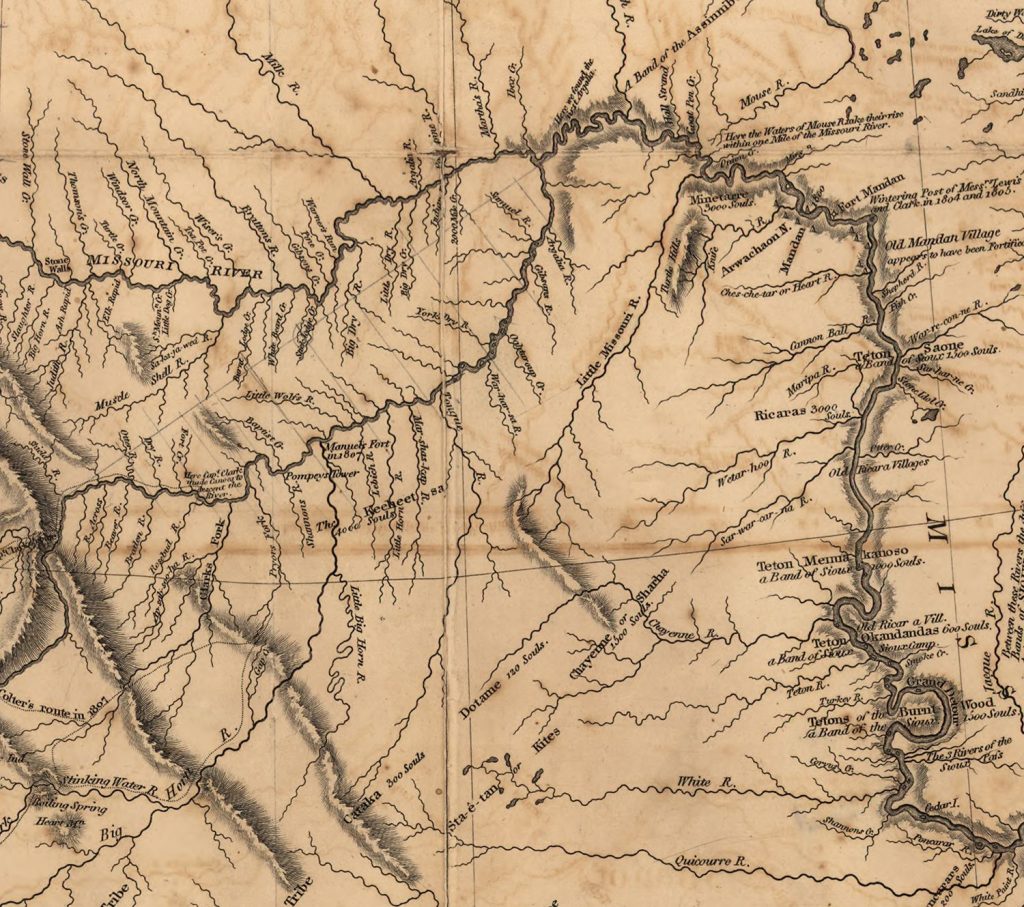 A color photo of a portion of the map. The paper looks beige.