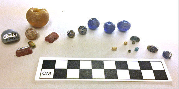 Mostly glass beads of various sizes and colors.