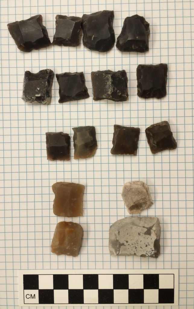 Gunflints made from local material in various colors.